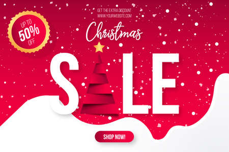 christmas sale banner template design vector illustrationのイラスト素材