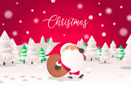 christmas background with santa character landscapeのイラスト素材