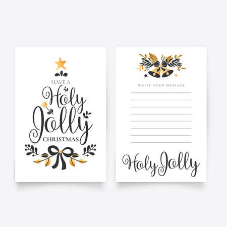 beautiful hand drawn christmas letter template design vector illustrationのイラスト素材