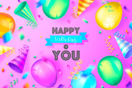 funny birthday background with colorful decoration design vector illustrationのイラスト素材