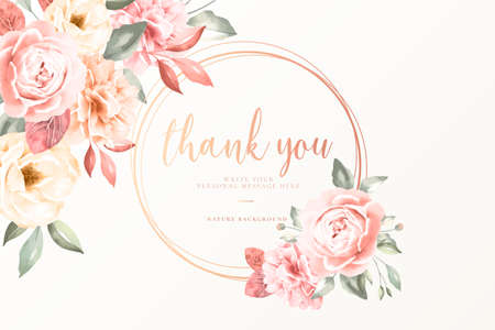 thank you card with vintage flowers design vector illustrationのイラスト素材
