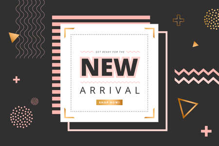 minimalist new arrival banner with geometric shapes vector design illustrationのイラスト素材
