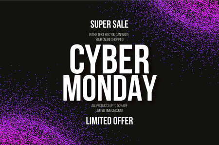 cyber monday sale with abstract colorful particles backgroundのイラスト素材
