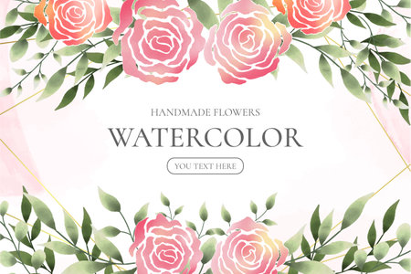handmade watercolor floral frameのイラスト素材