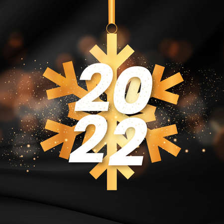 modern new year 2022 card with snowflake vector design illustrationのイラスト素材