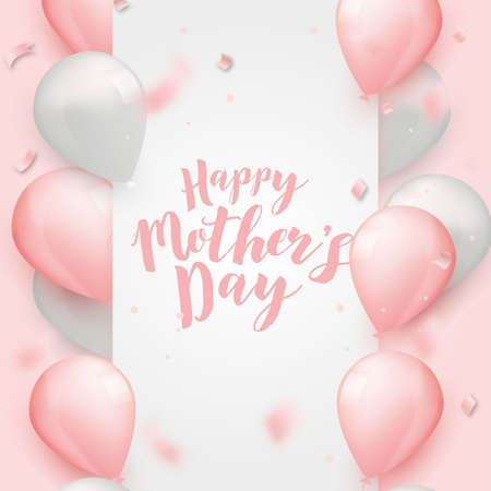 happy mothers day frame with realistic balloons design vector illustrationのイラスト素材