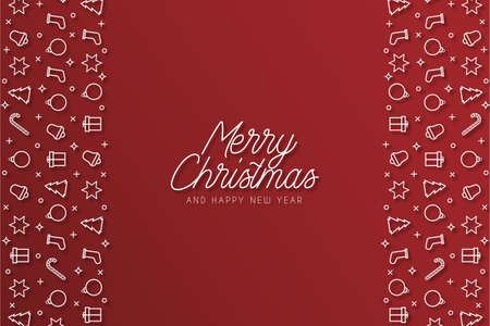 beautiful merry christmas red banner design vector illustrationのイラスト素材