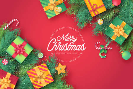 cute christmas card red background design vector illustrationのイラスト素材