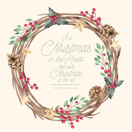 christmas background with vintage wreath design vector illustrationのイラスト素材