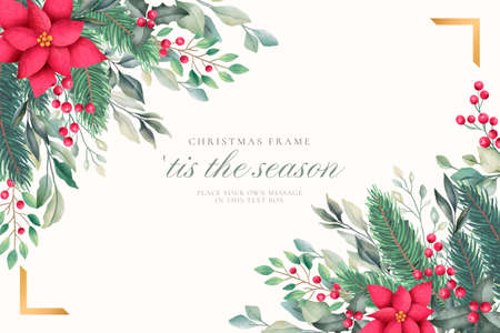 elegant christmas background with watercolor natureのイラスト素材