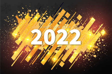 modern happy new year 2022 banner with abstract shape vector design illustrationのイラスト素材