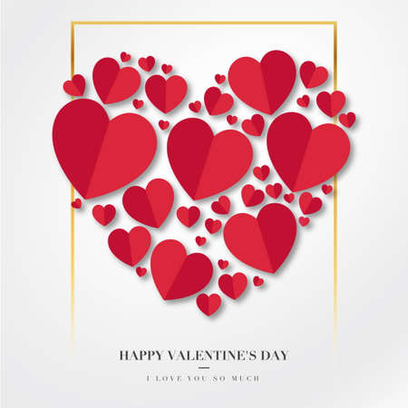 happy valentine s day background with hearts design vector illustrationのイラスト素材