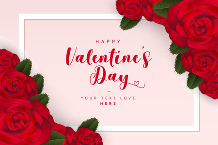 cute valentine s day card with roses design vector illustrationのイラスト素材