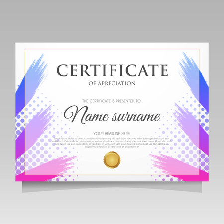 modern certificate with gradient splash template with abstract shapes vector illustrationの写真素材