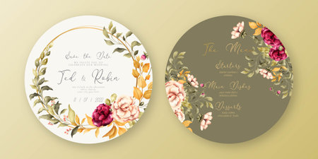beautiful wedding invitation menu template design vector illustrationのイラスト素材