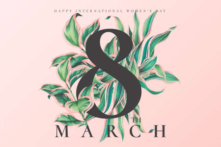 floral women s day background with beautiful leaves design vector illustrationのイラスト素材