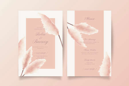 soft blush wedding invitation menu template design vector illustrationのイラスト素材