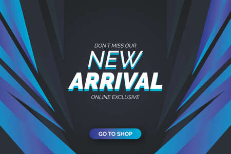 new arrival banner template with blue shapes vector design illustrationのイラスト素材