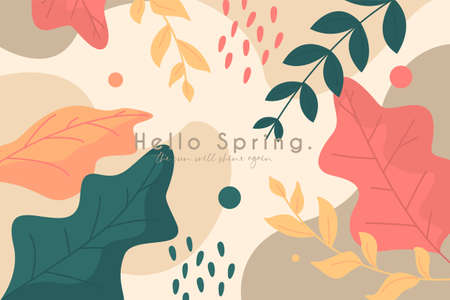 beautiful spring background with leaves design vector illustrationのイラスト素材