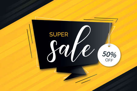 modern super sale orange background with black origamiのイラスト素材