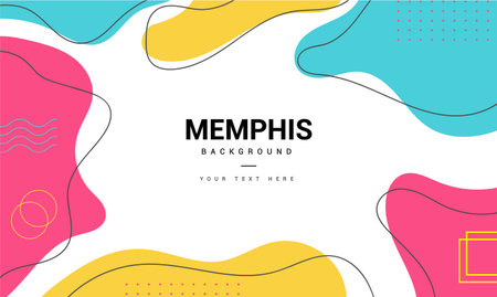 modern memphis background with minimal memphis style shapes design vector illustrationのイラスト素材