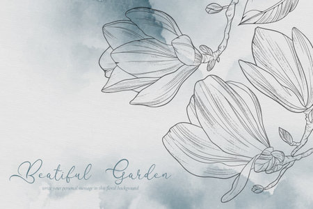 beautiful background with magnolia flowers design vector illustrationのイラスト素材