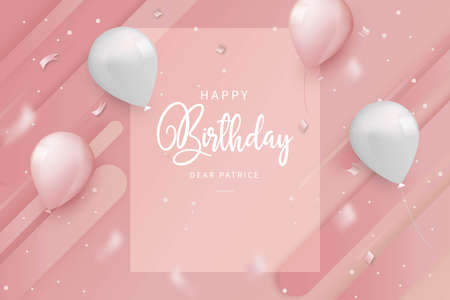 happy birthday background with realistic balloons design vector illustrationのイラスト素材