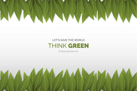 think green modern background with leaves design vector illustrationのイラスト素材