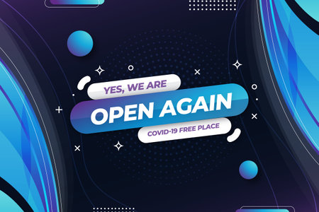 we are open again banner template vector design illustrationのイラスト素材
