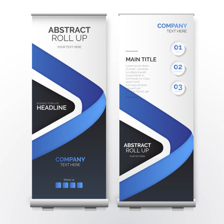 abstract roll up with blue shapes template design vector illustrationのイラスト素材