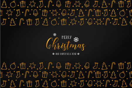 merry christmas card with christmas icons set design vector illustrationのイラスト素材