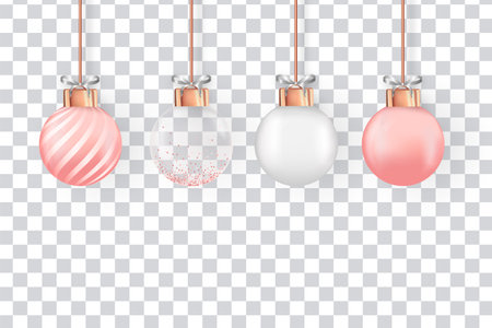 modern realistic christmas balls set design vector illustrationのイラスト素材