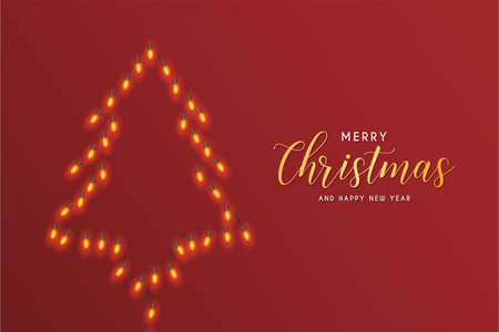 merry christmas card with abstract christmas tree lights design vector illustrationのイラスト素材