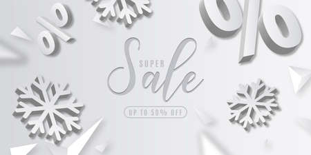 abstract super christmas sale with 3d elements design vector illustrationのイラスト素材