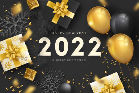 elegant new year 2022 background with luxury decoration design vector illustrationのイラスト素材