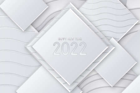 modern happy new year 2022 card with 3d background design vector illustrationのイラスト素材