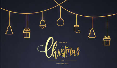 christmas background with elegant golden christmas icons vector design illustrationのイラスト素材