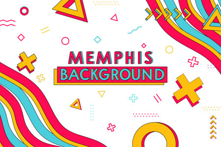 memphis background colorful template with memphis 3d elements vector design illustrationのイラスト素材
