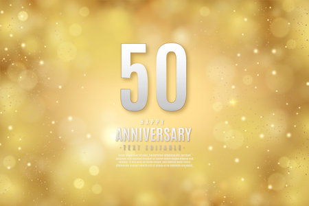 50th anniversary banner with golden background vector design illustrationのイラスト素材