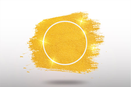 realistic golden brush stroke frame vector design illustrationのイラスト素材