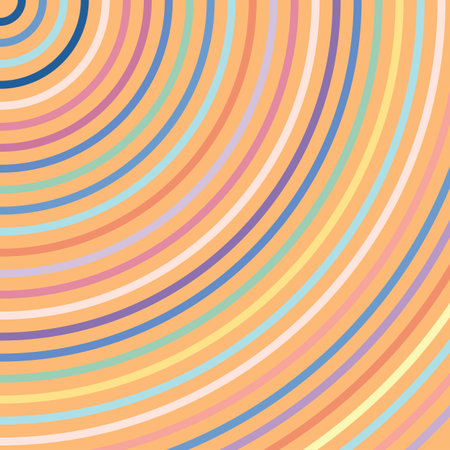 Abtract Geometric colorful circle pattern on orange background. Vector Ilustration used for wallpaper, background, backdrop, banner, fabric, wrapping paper.のイラスト素材