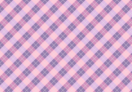 Scotland tartan fabric texture seamless diagonal pattern, purple and pink pastel color tones. Vector illustration. EPS 10のイラスト素材