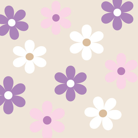 Retro flower seamless pattern in pastel color tone. Use as background, wallpaper, backdrop, wrapping paper, fabric pattern, printing. Vector illustrationのイラスト素材