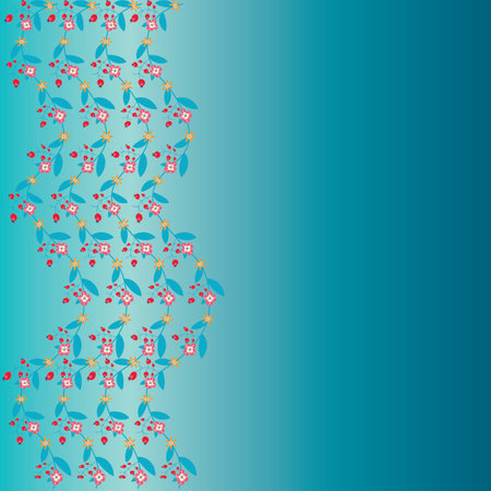 Colorful flowers frame on gradient blue background have copy space for putting texts. Used as wallpaper, background, card, printing. Vector Ilustration.のイラスト素材