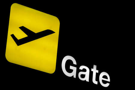 Guidance sign in an airport terminalの写真素材