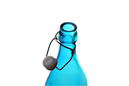 Studio shot of an opened clean blue bottle
