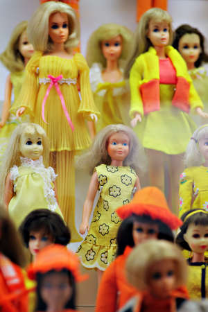 Prague, Czech Republic - July 3, 2012: Barbie dolls are exhibited at the Toy Museum in Prague, Czech Republic, during an anniversary Barbie doll exhibit. The first Barbie doll was introduced in March 1959 by its creator, Ruth Handler.   のeditorial素材