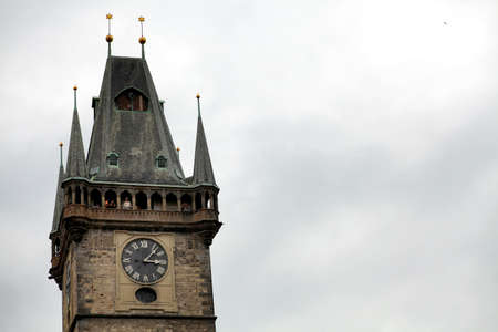 Prague, Czech Republic - July 2, 2012: View of the astronomical clock tower in Prague, Czech Republic. The clock was first installed in 1410 and is the oldest one still working in the world.のeditorial素材