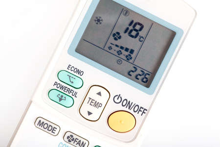 Detail of the buttons on an air conditioning remote controllerの写真素材
