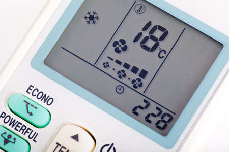 Detail of the buttons on an air conditioning remote controllerの写真素材